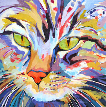 contemporary cat painting portrait by Carolee Clark
